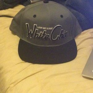 White chix black and gray hat